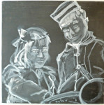 Z.T. 40 x 40 cm. / inkt op doek
